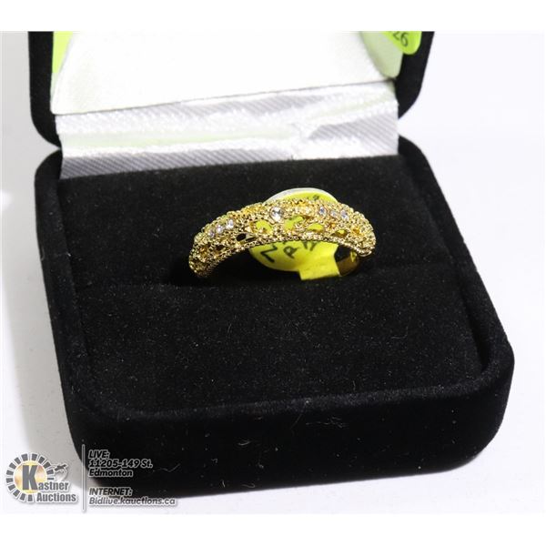 LADIES GOLD PLATED RING SZ 9