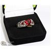 Image 1 : SILVER RED HEART RING SZ 8