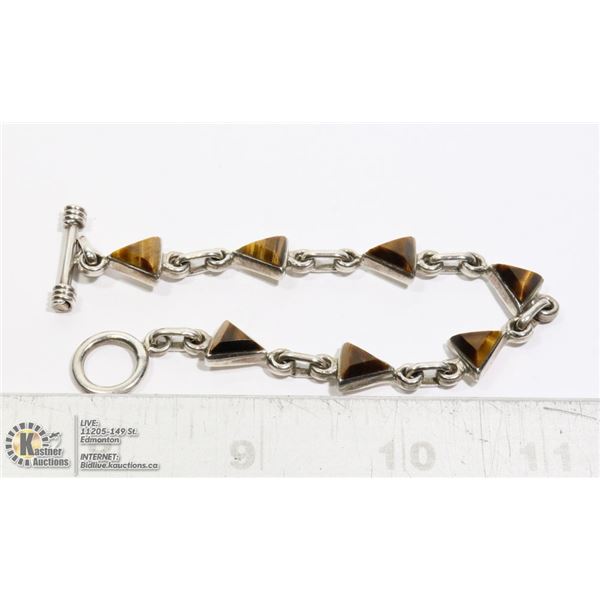 TIGER EYE AND SILVER BRACELET