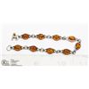 Image 1 : SILVER BRACELET WITH OVAL AMBER STONES