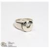 Image 1 : CHUNKY SILVER RING WITH CENTRE FAUX DIAMOND
