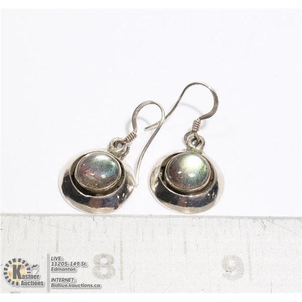 SILVER AND LABRADORITE DROP EARRINGS