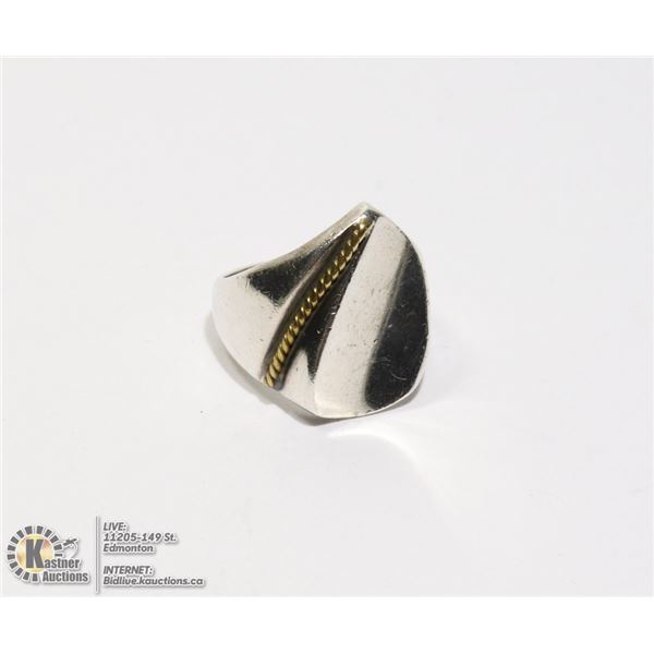 SILVER RING WITH GOLD ROPE