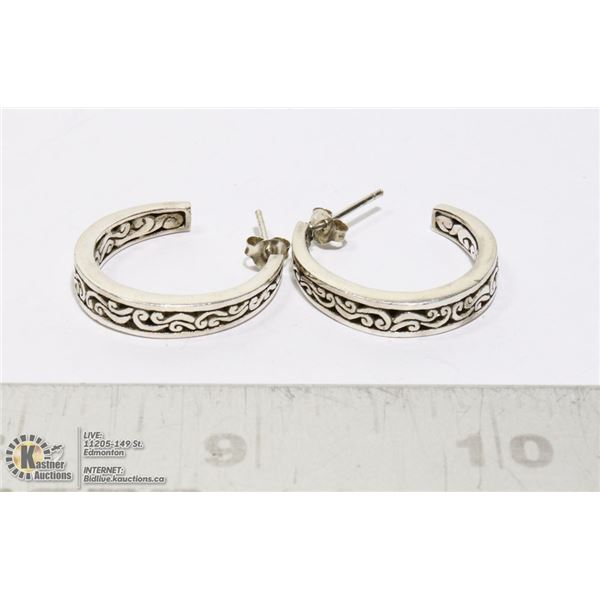 SILVER FILIGREE HOOP EARRINGS ON POSTS
