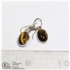 Image 1 : SILVER DROP EARRINGS WITH TIGER EYE STONE
