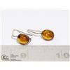 Image 1 : SILVER EARRINGS WITH OVAL AMBER STONES