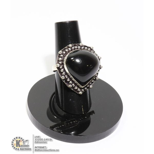 #144-BLACK OBSIDIAN RING SIZE 6.75