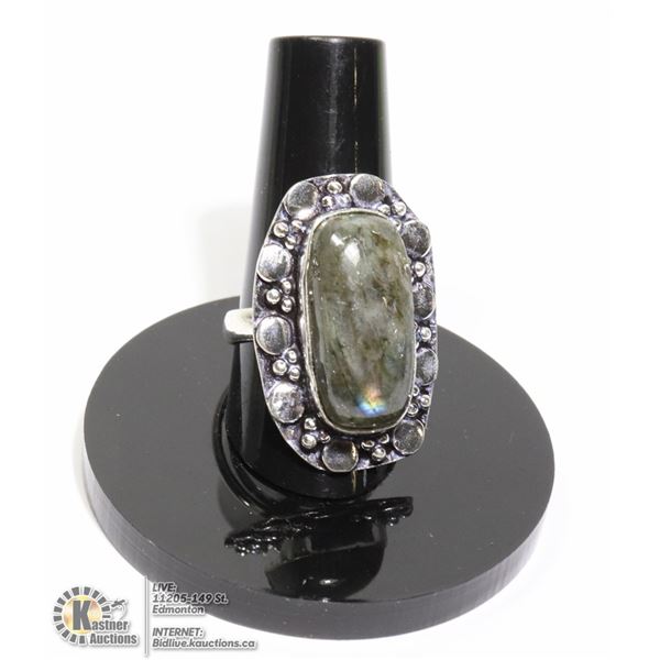 #135-FIRE LABRIDORITE RING SIZE 7.25