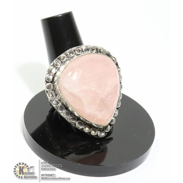 #137-PINK ROSE QUARTZ RING SIZE 9