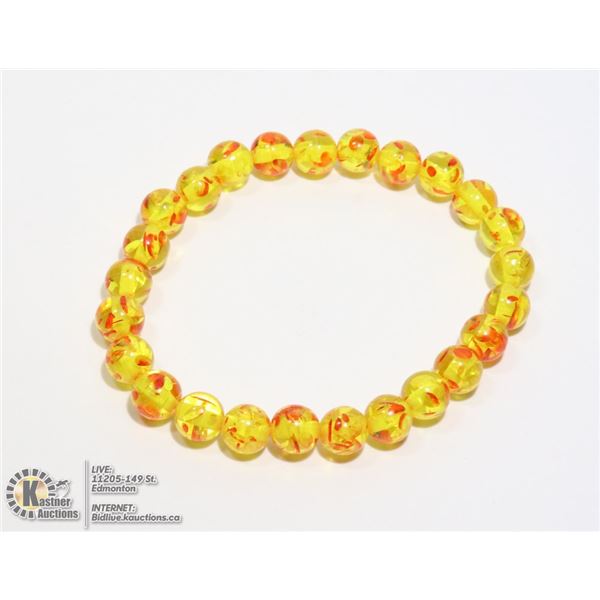 #304-RESIN BEAD BRACELET 7.5"/ 8mm