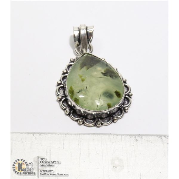 #227-PREHNITE PENDANT
