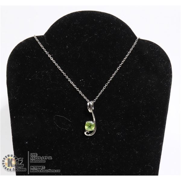 #170-GREEN PERIDOT PENDANT/ NECKLACE 18"