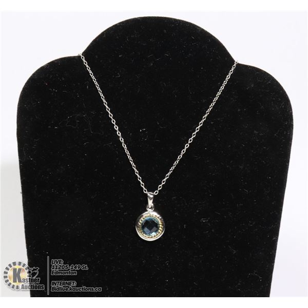 #165-BLUE TOPAZ PENDANT/ NECKLACE 18"