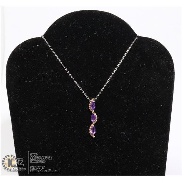 #156-AMETHYST PENDANT/ NECKLACE 18"