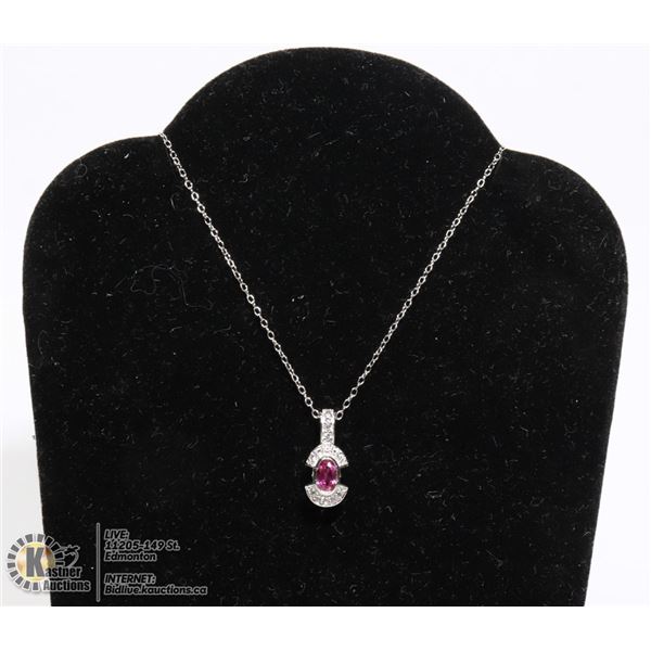 #176-PINK SAPPHIRE PENDANT/ NECKLACE 18"
