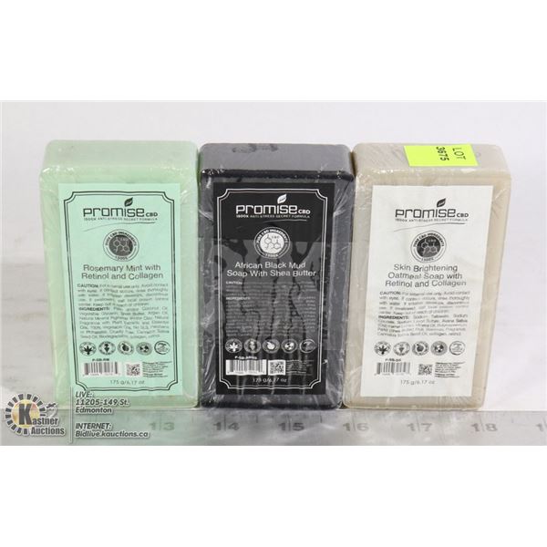 3 ASSORTED BARS OF PROMISE CBD BAR SOAP