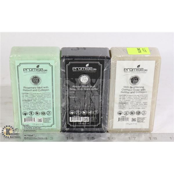 3 ASSORTED BARS OF PROMISE CBD BAR SOAP