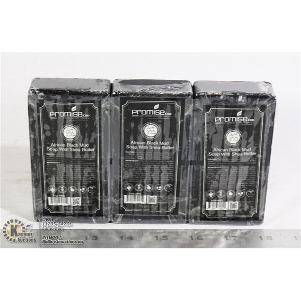 3 BARS OF PROMISE CBD AFRICAN BLACK MUD SOAP