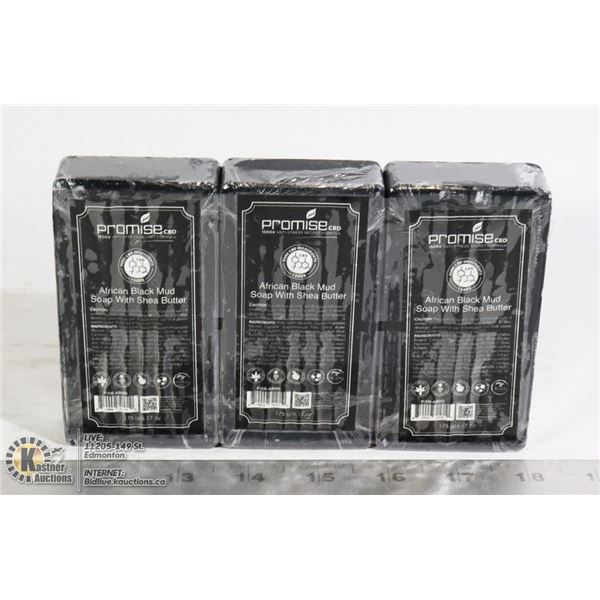 3 BARS OF PROMISE CBD AFRICAN BLACK MUD SOAP