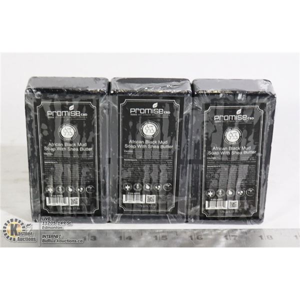 3 BARS OF PROMISE CBD AFRICAN BLACK MUD SOAP