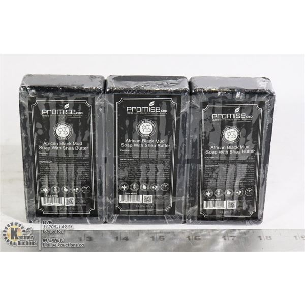3 BARS OF PROMISE CBD AFRICAN BLACK MUD SOAP
