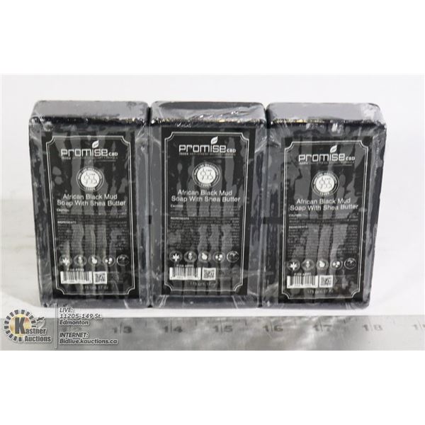 3 BARS OF PROMISE CBD AFRICAN BLACK MUD SOAP