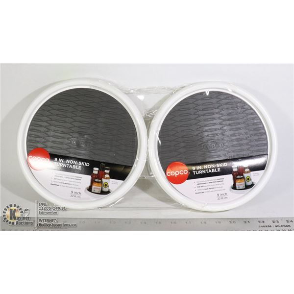 LOT OF TWO COPCO 9" NON SKID TURNTABLES