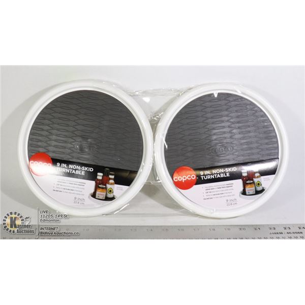 LOT OF TWO COPCO 9" NON SKID TURNTABLES