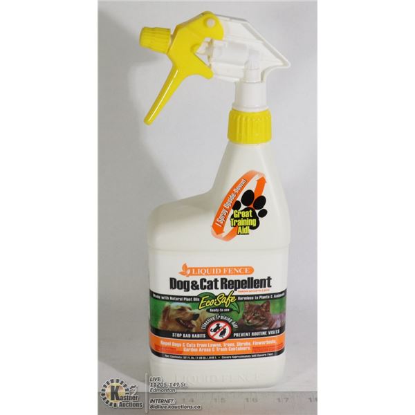 BOTTLE OF LIQUID FENCE DOG AND CAT REPELLANT