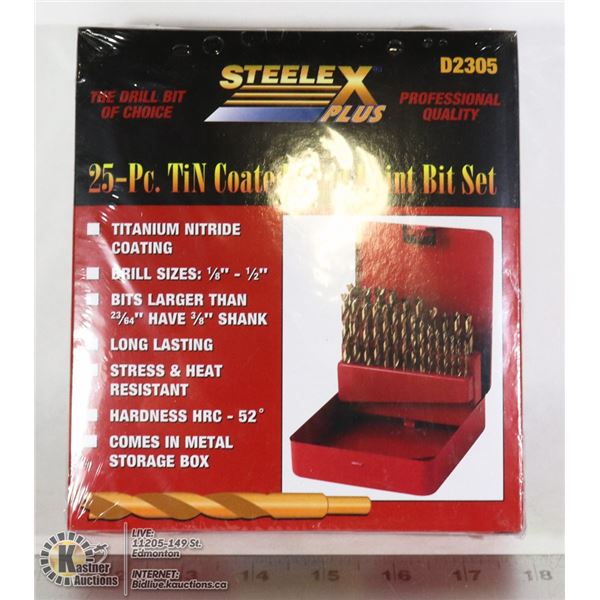 25PC TIN COATED BRAD PINT BIT SET