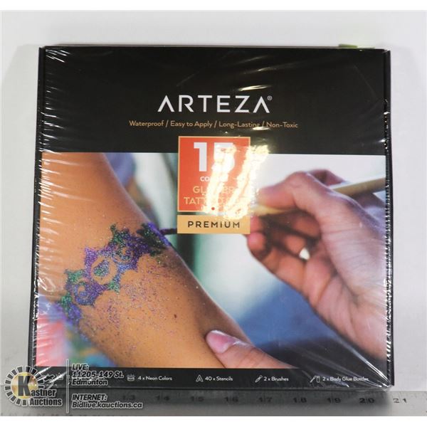 ARTEZA 15 COLORS GLITTER TATTOO SET