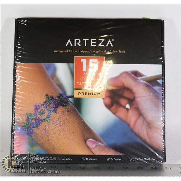 ARTEZA 15 COLORS GLITTER TATTOO SET