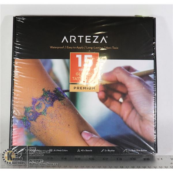 ARTEZA 15 COLORS GLITTER TATTOO SET