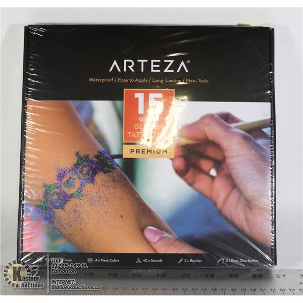 ARTEZA 15 COLORS GLITTER TATTOO SET