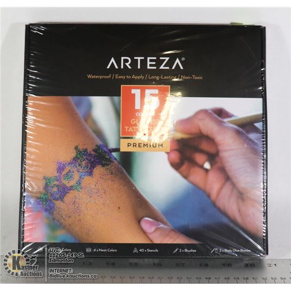 ARTEZA 15 COLORS GLITTER TATTOO SET