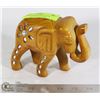 Image 1 : HAND CARVED LUCKY WOOD ELEPHANT FIGURE GLASS