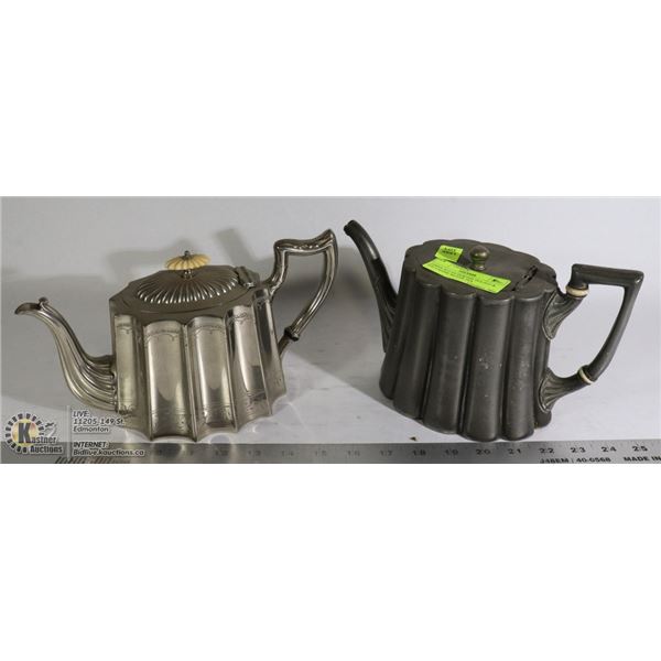 JAMES ALLAN PEWTER TEA POT & HALLMARK SILVER TEA