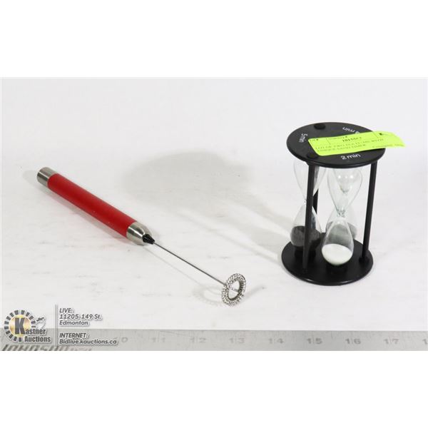 LOT OF TWO TEA ITEMS WITH UNIQUE SAND TIMER