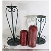 Image 1 : 2 METAL CANDLE STANDS WITH CANDLES