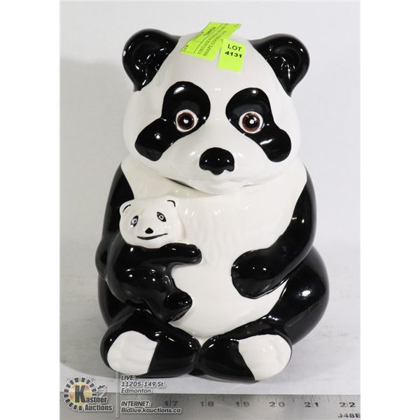 VINTAGE PANDA BEAR AND CUB SHAPE COOKIE JAR