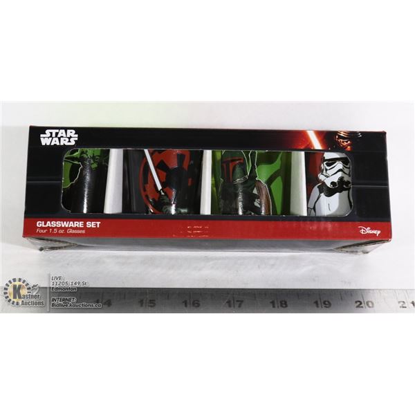 NEW 4PC STAR WARS SHOT GLASS SET