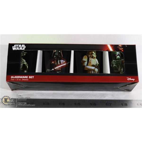 NEW 4PC STAR WARS SHOT GLASS SET