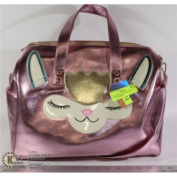 NEW WITH TAGS, PINK METALLIC LLAMA THEMED