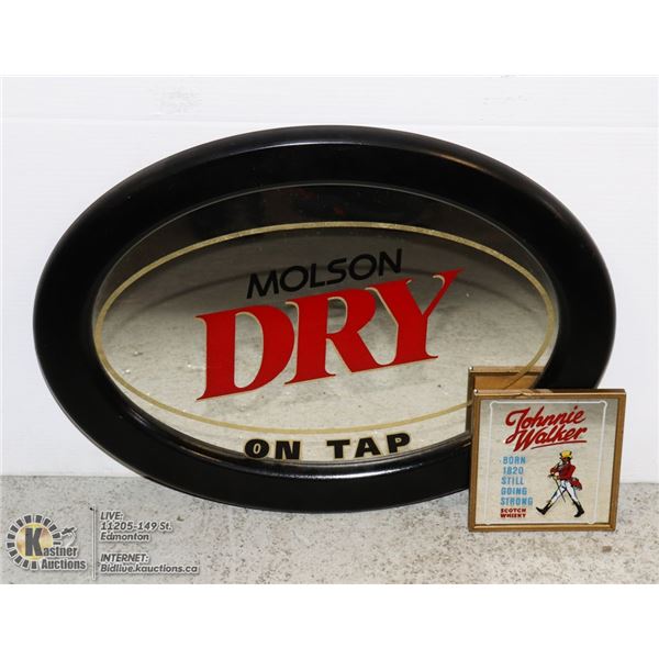 VINTAGE LAGE MOLSON BEER MIRROR & JOHNNY