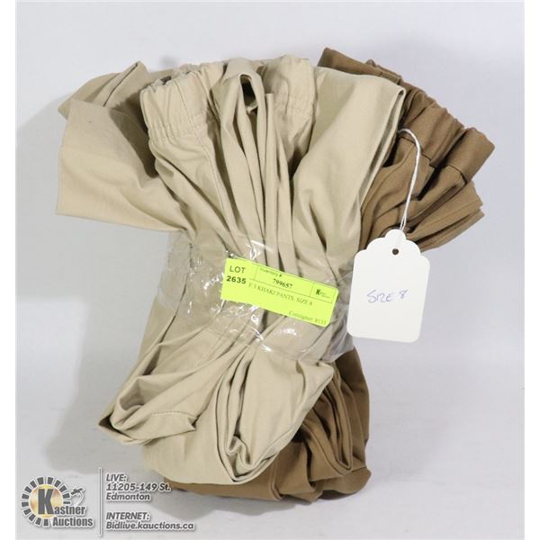 LOT OF 3 KHAKI PANTS. SIZE 8