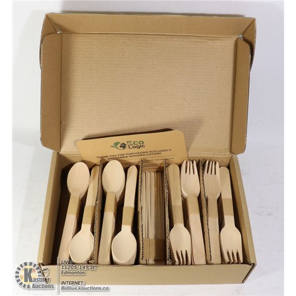 220PC ECO LOGIC DISPOSABLE WOODEN CUTLERY SET