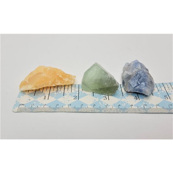 9)   LOT OF 3 NATURAL CALCITE MINERAL