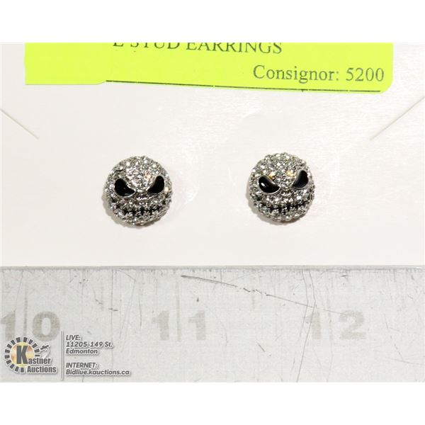 NEW JACK SKELLINGTON THEME SPARKLE STUD EARRINGS