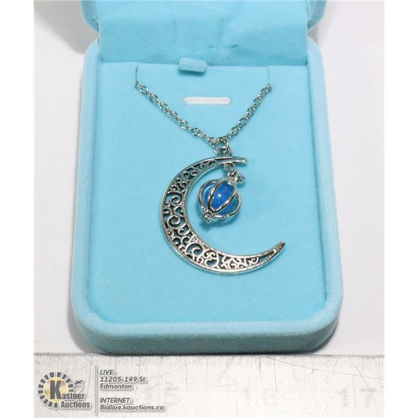 NEW MOON PENDANT ON CHAIN IN NEW GIFT BOX