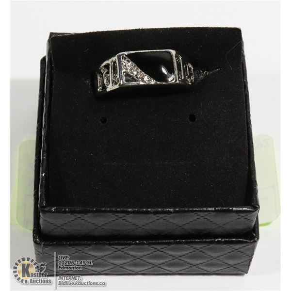 MENS TITANIUM ALLOY CUBIC ZIRCONIA BLACK